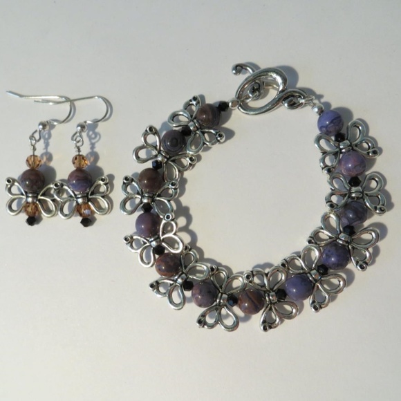 Pewter Butterfly Jewelry set - Picture 2 of 2